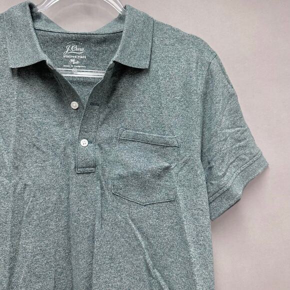 J. Crew Stretch piqué polo shirt in Marled Hunter Size Medium New NWT - Picture 3 of 13